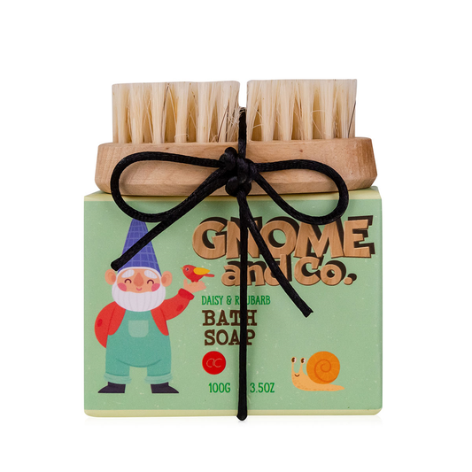 Gnome soap bar and brush  - Daisy and rhubarb fragrance
