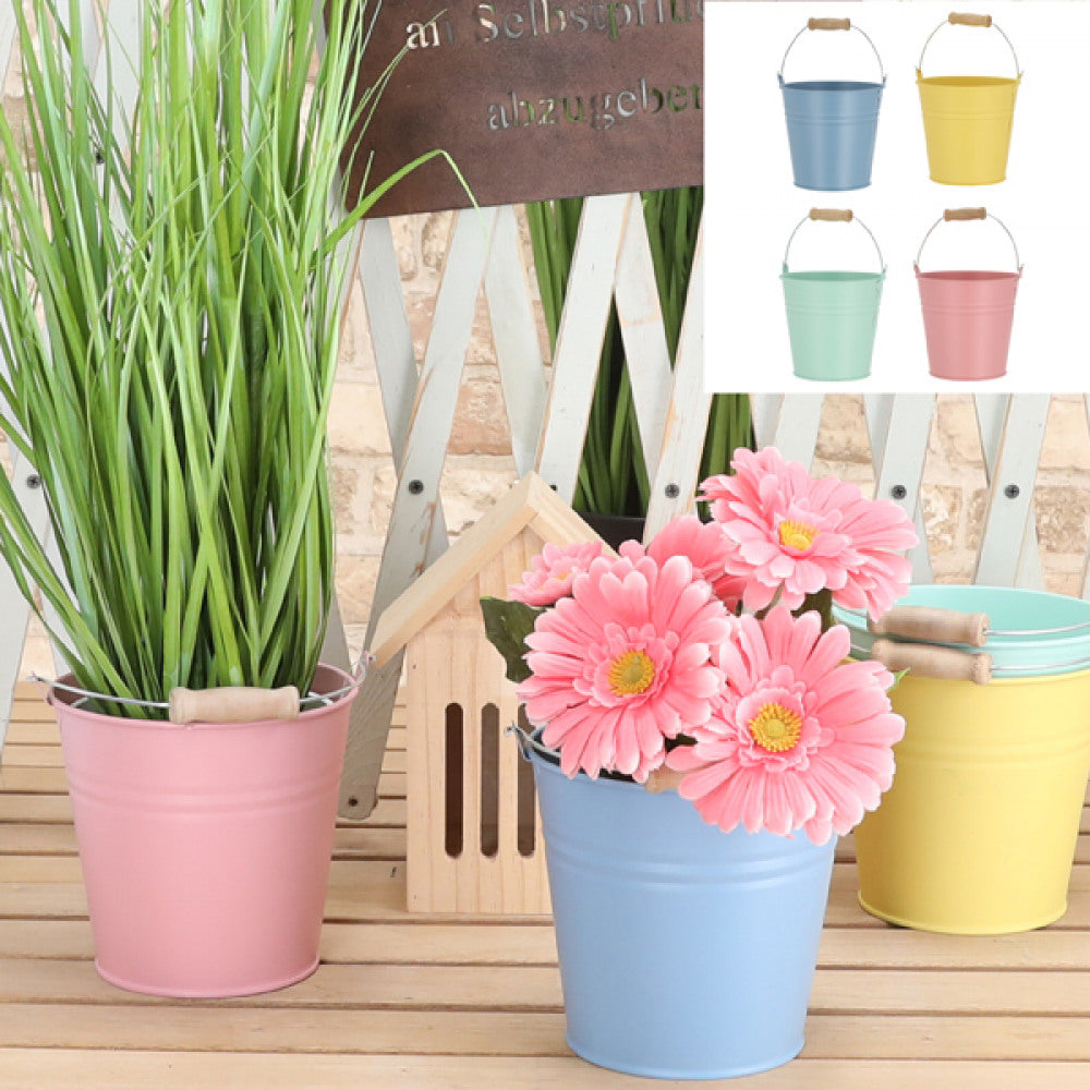 Plant bucket with wooden handle - Set of 4