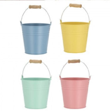 Plant bucket with wooden handle - Set of 4