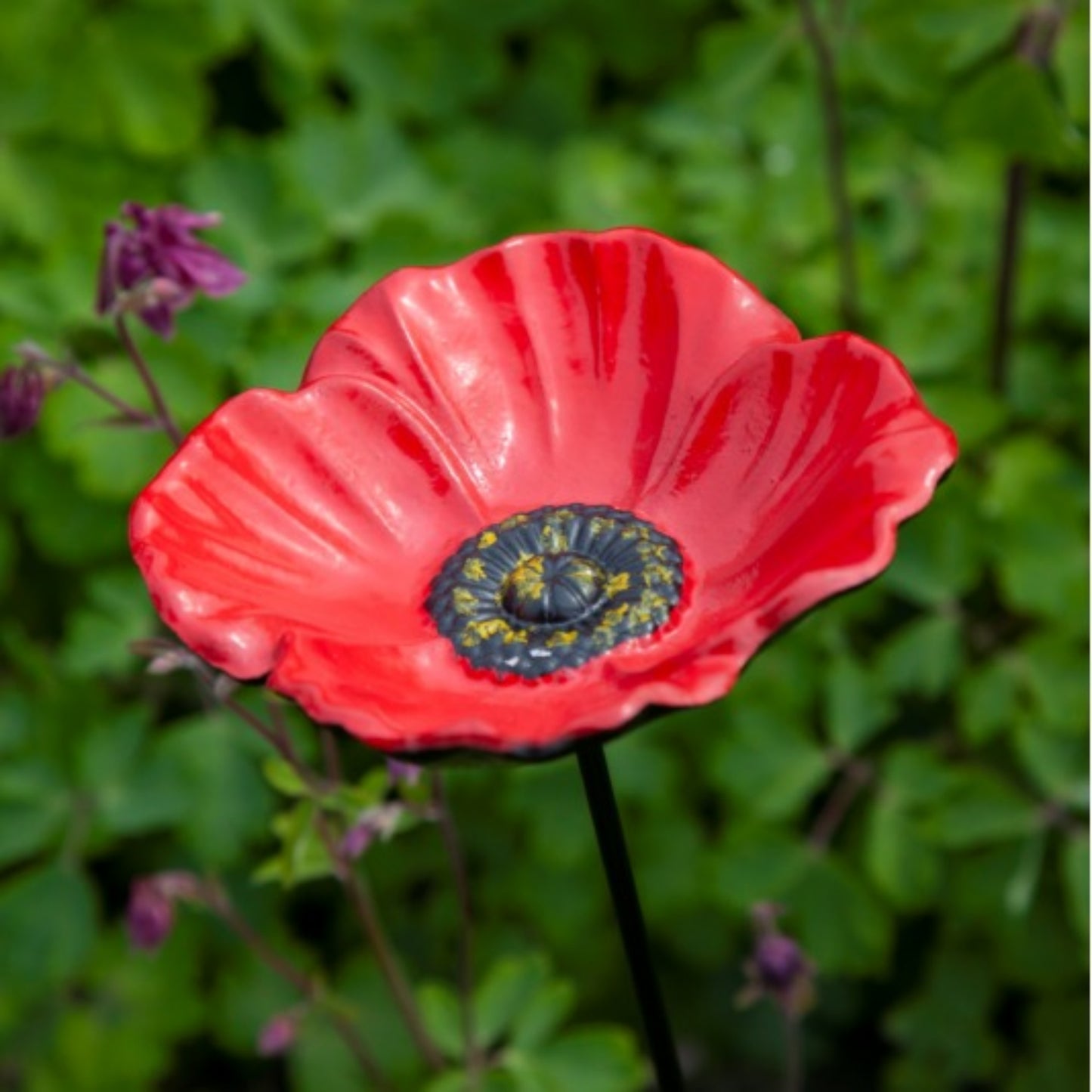 Bird feeder stake - poppy