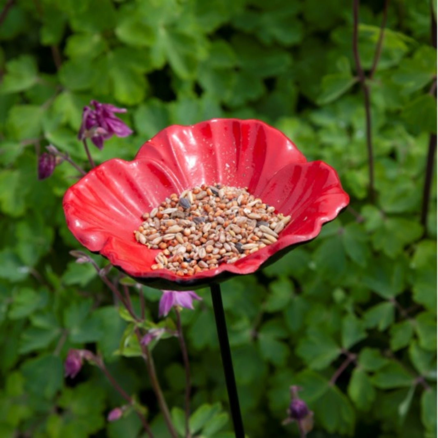 Bird feeder stake - poppy
