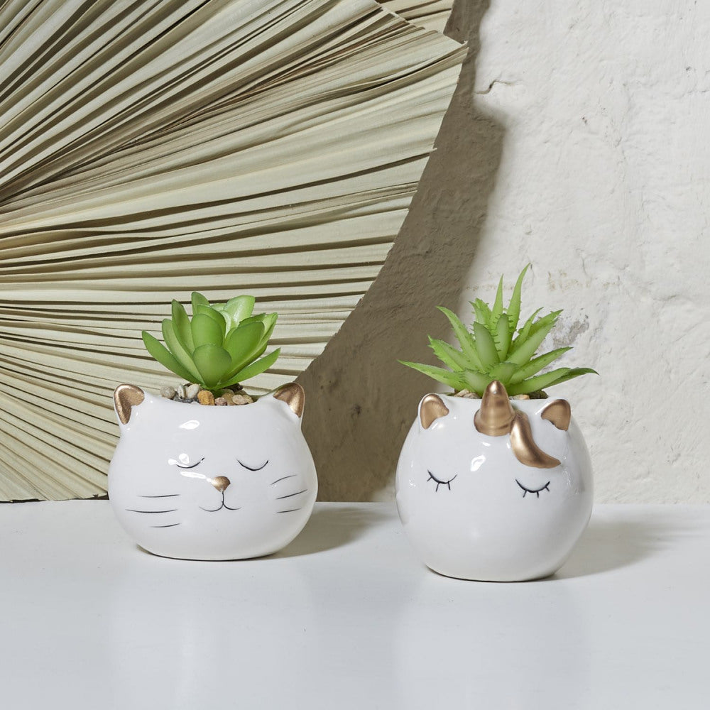 Plante artificielle - Chat & Licorne