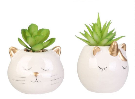 Plante artificielle - Chat & Licorne