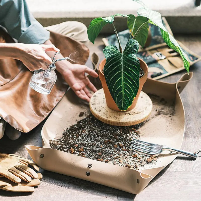 1pc Tapis de rempotage de plantes, tissu de travail de jardin pliable  imperméable à l'eau